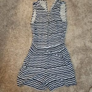 Blue and white zig zag romper